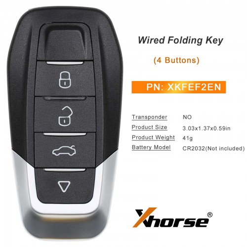 XHORSE XKFEF2EN 4 Buttons Universal Wire Remote Key 5pcs/Lot