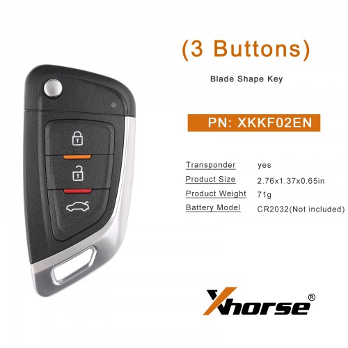 XHORSE XKKF02EN Universal Remote Car Key with 3 Buttons for VVDI Key Tool (English Version)  5pcs/lot