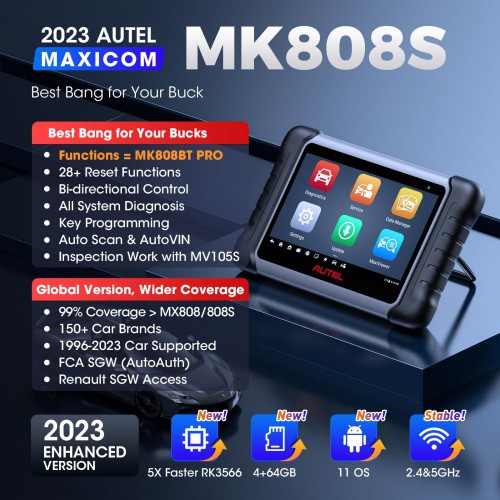 2024 Autel MaxiCOM MK808S MK808Z MK808 All System Diagnosis Tablet with Android 11 Operating System Support Active Test 40+ Service