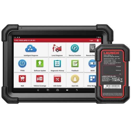 LAUNCH X431 PRO3 APEX  All-System Scan Tool Automotive Tools Support Online Coding, Topology Map, CAN FD & DoIP, HD Truck Scan, 37+ Services, PMI