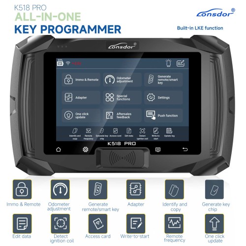 Global Version Lonsdor K518 Pro Key Programmer Full Package with Free Toyota JLR Nissan Volvo License Built-in GM CAN FD and Toyota Emulator