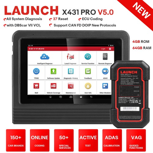 2024 Launch X431 V V5.0 Wifi/Bluetooth Diagnostic Tool Supports CAN FD Free 37 special functions