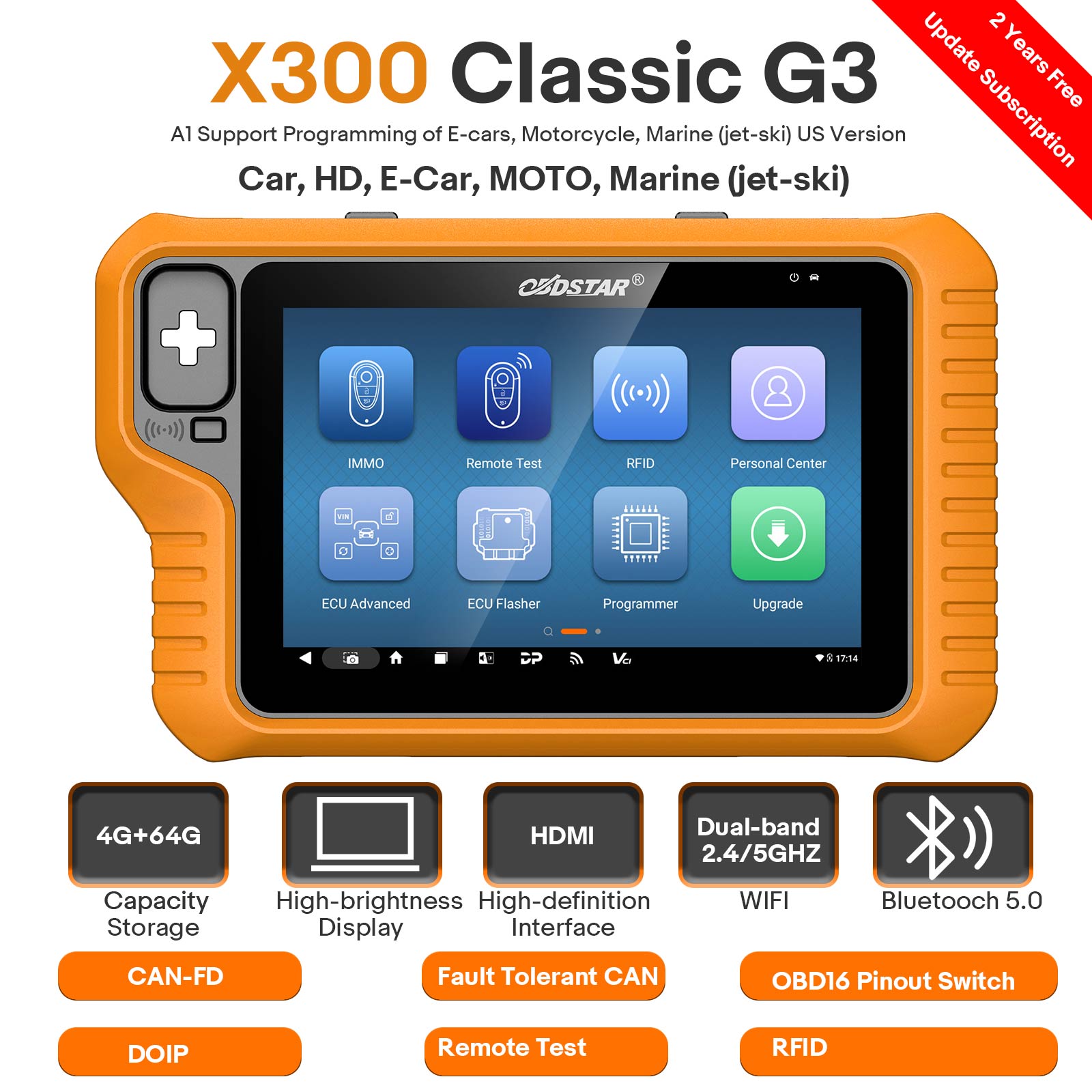obdstar x300 classic g3 functions