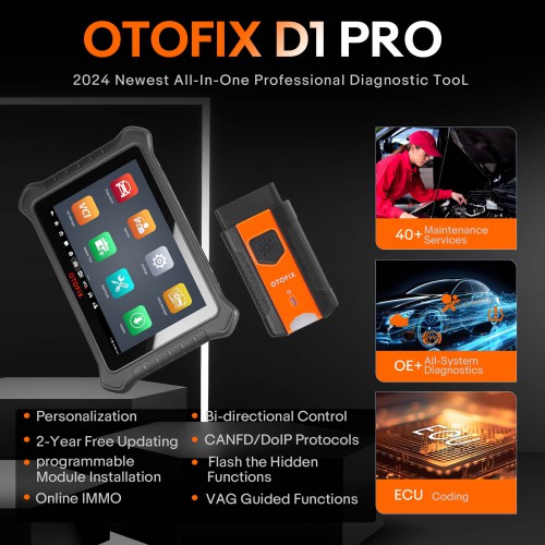 OTOFIX D1 PRO Auto Scan 2.0 Bi-Directional Diagnostic Tool Supports CAN FD ECU Coding FCA AutoAuth Guided Function 40+ Services