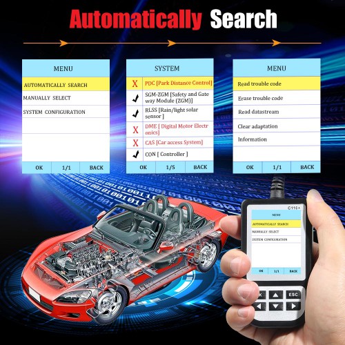 BMW Creator C110+ V6.2 Code Reader Supports BMW 1/3/5/6/7/8/X/Z/Mini From 2000 to 2015 Year