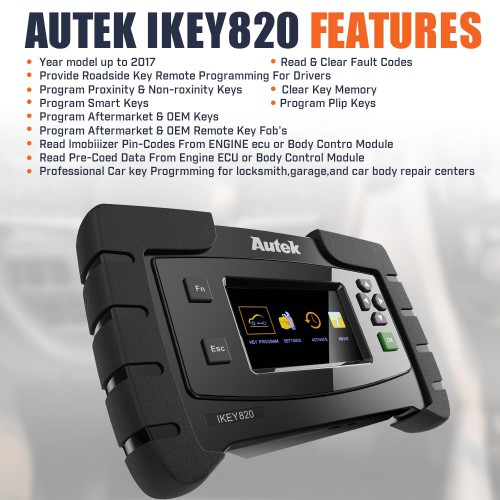  Original Autek IKey820 Key Programmer Universal Car Key Programmer  Free Tokens Online update