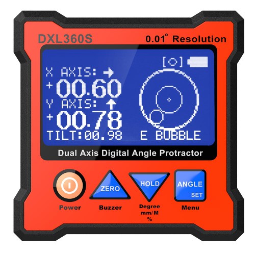 [Ship From US] DXL360S GYRO + GRAVITY 2 in 1 Digital Protractor Inclinometer Dual Axis Level Box 0.01° resolution 134