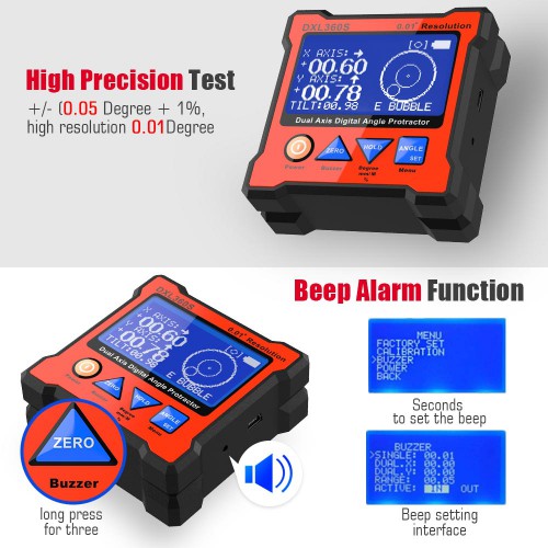 [Ship From US] DXL360S GYRO + GRAVITY 2 in 1 Digital Protractor Inclinometer Dual Axis Level Box 0.01° resolution 134