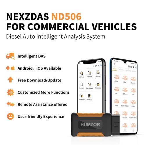 Humzor NexzDAS ND506 Auto Full System Intelligent Diagnosis Tool For Heavy Duty Commercial Vehicles Diesel