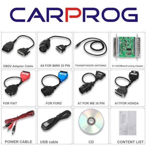 Carprog Full Perfect Online Version Firmware V8.21 Software V10.93 with Full Authorization And All 21 Adapters