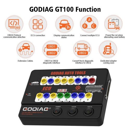 [Ship From US] GODIAG GT100 OBD II Break Out Box ECU Connector 16PIN Protocol Detector Support  ECU maintenance, diagnosis, programming, coding