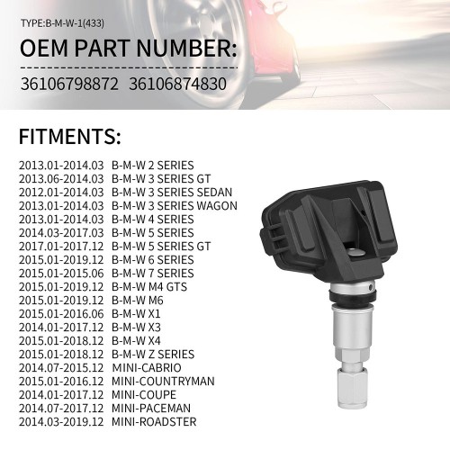 OEM Type BMW 1 Tire Pressure TPMS Sensor 433MHz
