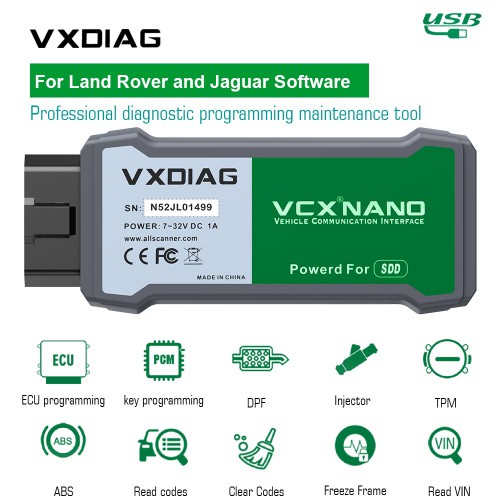 VXDIAG VCX NANO Scanner for Land Rover/Jaguar 2 in 1 with V160 SSD Software Updatable