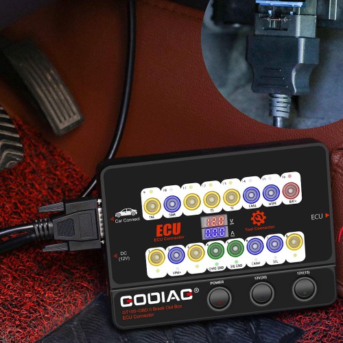 Godiag GT100+ GT100 Pro OBDII Breakout Box ECU Bench Connector Adds Electronic Current Display and CANBUS Protocol Supports OBDII 16PIN protocol
