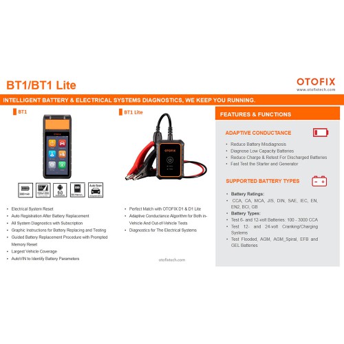 AUTEL OTOFIX BT1 Professional Battery Tester Full System Diagnostic Tool with OBDII VCI Free Update Online