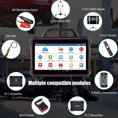 Launch X431 PAD VII Elite Full System Diagnostic Tool Support 32 Service Functions, TPMS and Online Programming Send free X431 X-PROG3