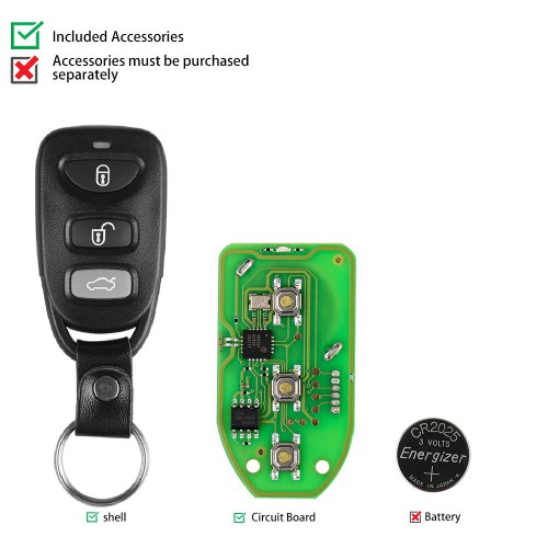 X007 10pcs XHORSE VVDI2 Hyundai Type Universal Remote Key 3 Buttons