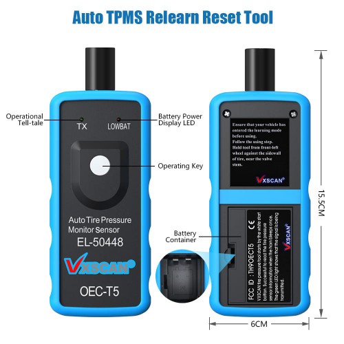 VXSCAN EL-50448 Auto Tire Pressure Monitor Sensor TPMS Activation Tool OEC-T5 for Gm Series Vehicle