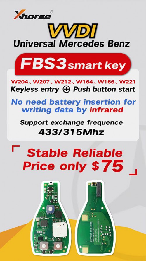Xhorse VVDI MB Benz FBS3 Keyless Smart key + 3 Buttons Key Shell with Benz Logo