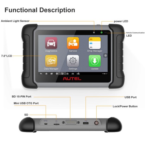 Original Autel MaxiCOM MK808 OBD2 Diagnostic Scan Tool with All System and Service Function