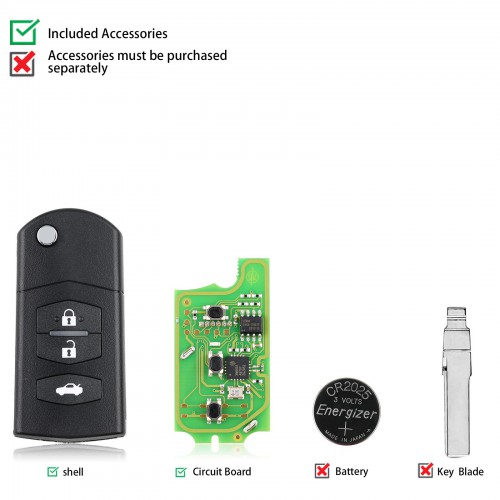 XHORSE XKMA00EN Universal Remote Key for Mazda Type Fob 3 Buttons for VVDI Key Tool 5 pcs/lot