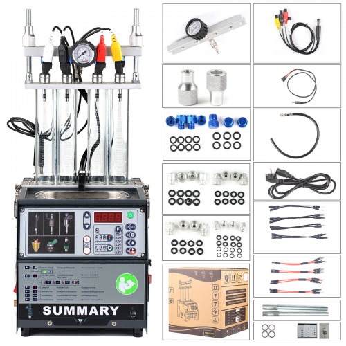 SUMMARY POWERJET GDI S4 Injector Cleaner & Tester Machine Kit Support for 110V/220V Petrol Cars And Motorcycles Injectors