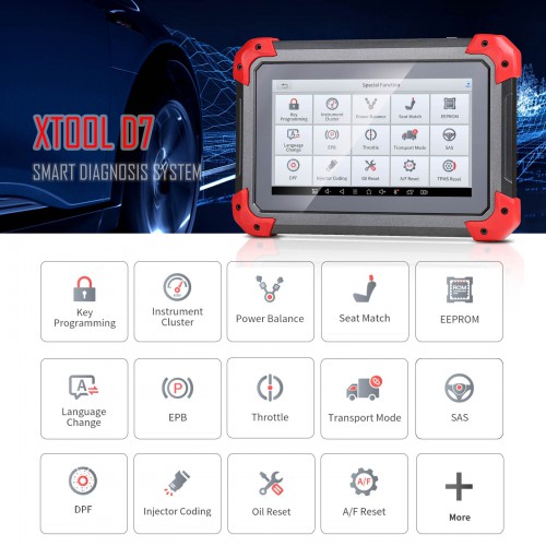XTOOL D7 Automotive Diagnostic Tool Bi-Directional Scan Tool with OE-Level Full Diagnosis And 26+ Services