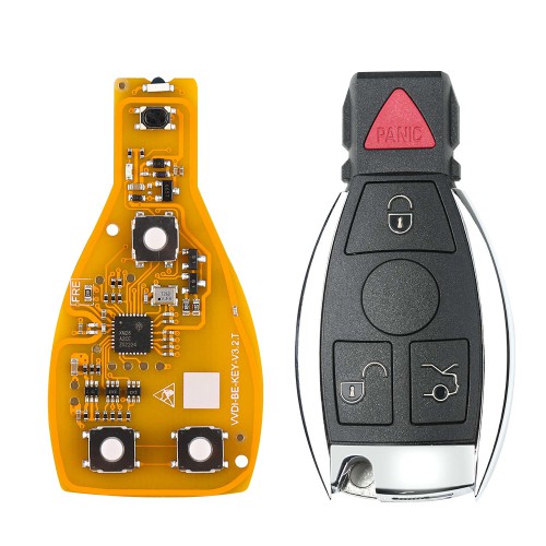 Xhorse Yellow Color VVDI BE Key Pro + Mercedes Benz Key Shell 4 Button With Logo And Red Panic 5pcs/lot