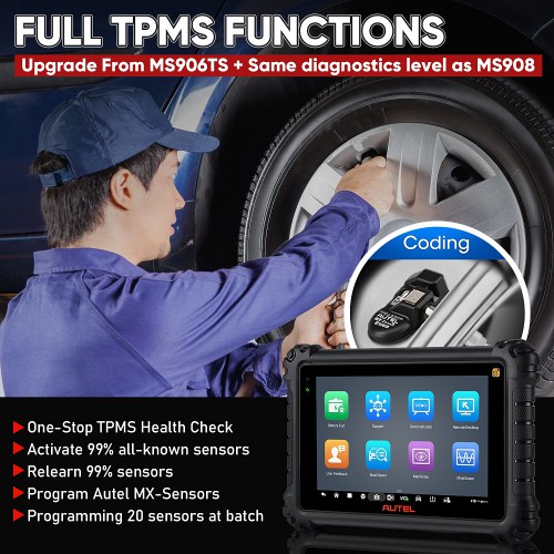 Autel MaxiSYS MS906 Pro-TS OBD2 Diagnostic Scanner Adds TPMS function