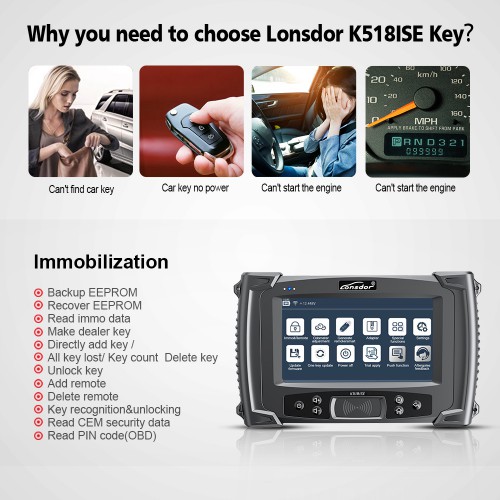 Lonsdor K518ISE K518 Key Programmer with Odometer Correction Function Supports VW 4th&5th IMMO and BMW FEM/BDC