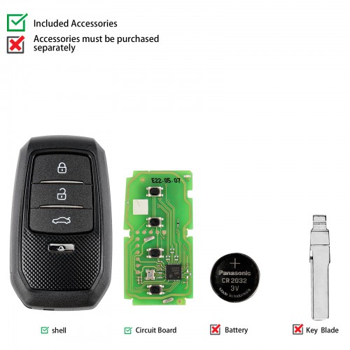 Xhorse XSTO01EN Toyota XM38 Smart Key 4D 8A 4A All in One with Key Shell Supports Rewrite
