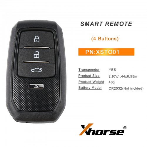 Xhorse XSTO01EN Toyota XM38 Smart Key 4D 8A 4A All in One with Key Shell Supports Rewrite