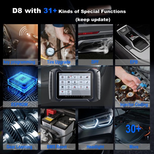 2024 XTOOL D8 Automotive Scan Tool Bi-Directional Control OBD2 Car Diagnostic Scanner, ECU Coding, 31+ Services, Key Programming