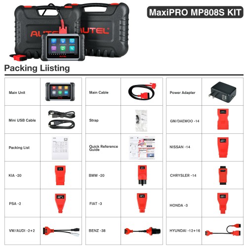 Autel MaxiPRO Scanner MP808S Scan Tool  Same as MS906 Support Bidirectional Control, Advanced ECU Coding, Active Test, 30+ Service