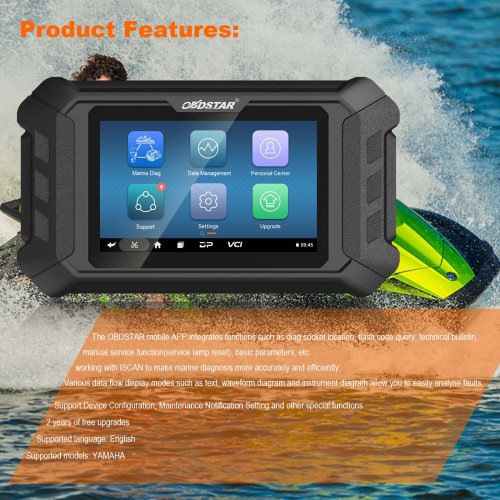 OBDSTAR iScan YAMAHA Marine Diagnostic Tablet Code Reading Code Clearing Data Flow Action Test