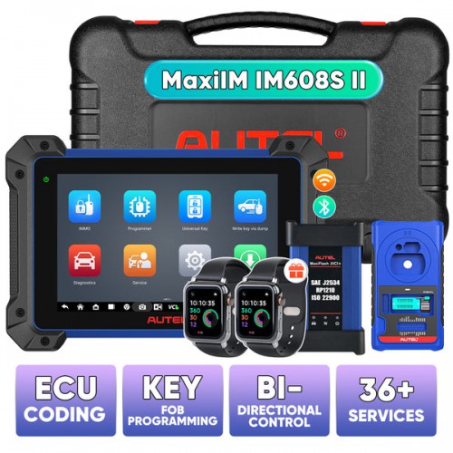 Autel MaxiIM IM608S II All-In-One Key Programming Tool with 2 Free OTOFIX Watches, Top IMMO Functions, Advanced ECU Coding, No IP Limitatio