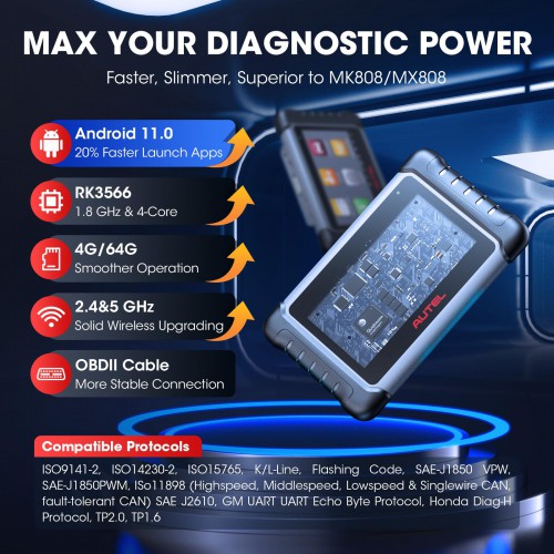 Autel Scanner MaxiCOM MK808S Car Diagnostic Scan Tool Bi-directional All  Systems Diagnosis 28+ Services Active Test 