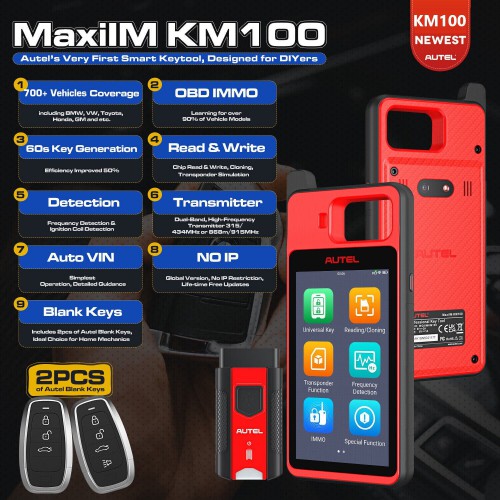 Autel MaxiIM KM100E Universal Key Generator Kit KM100 Key Tool Supports PLC V200 dongle Lifetime Free Update