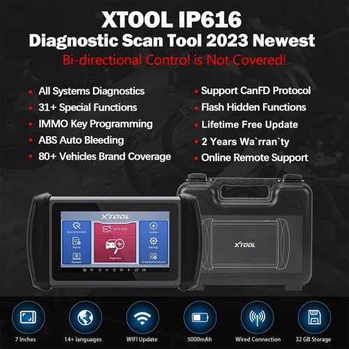 XTOOL InPlus IP616 Diagnostic Scan Tool Support 31+ Services All Systems Diagnosis Key Programming CAN FD