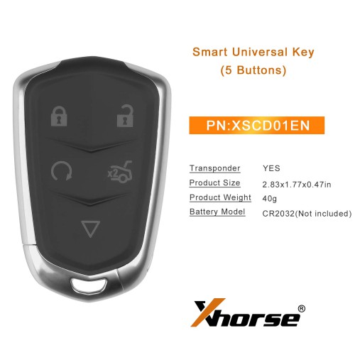 XHORSE XSCD01EN Cadillac Style Universal XM38 Smart key 5-Button 5pcs