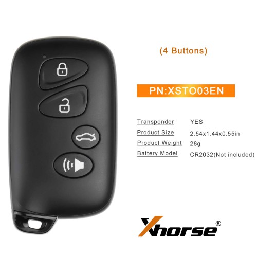 XHORSE XSTO03EN Toyota Style Universal XM38 Smart key 4-Button Free Shipping 5Pcs