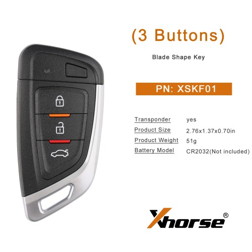 Xhorse XSKF01EN Universal Smart Proximity Flip Type Key 3 Buttons 5 pcs