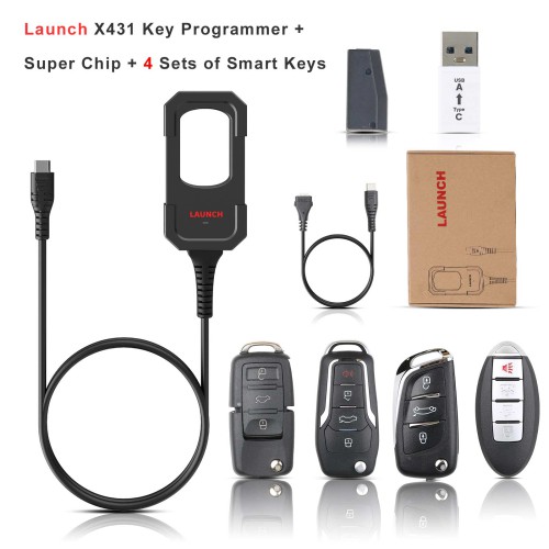 Launch X431 Key Programmer and Remote Maker with 4pcs Universal Remotes Key and 11pcs Super Chips