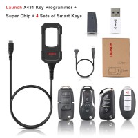 Launch X431 Key Programmer Remote Maker with 1 Super Chip and 4 Remote Key for X431 IMMO Elte IMMO Plus PAD V PAD VII Support Separate Matching
