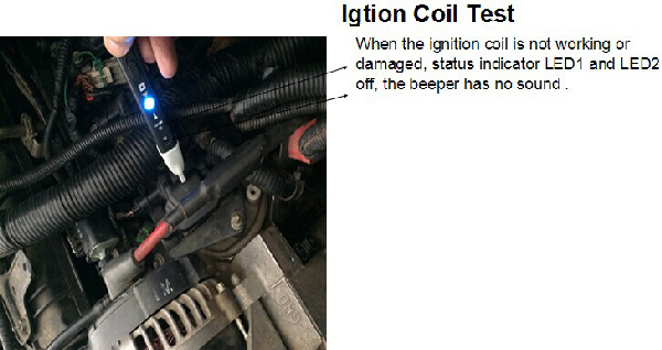 MST-101 ignition coil test on a car