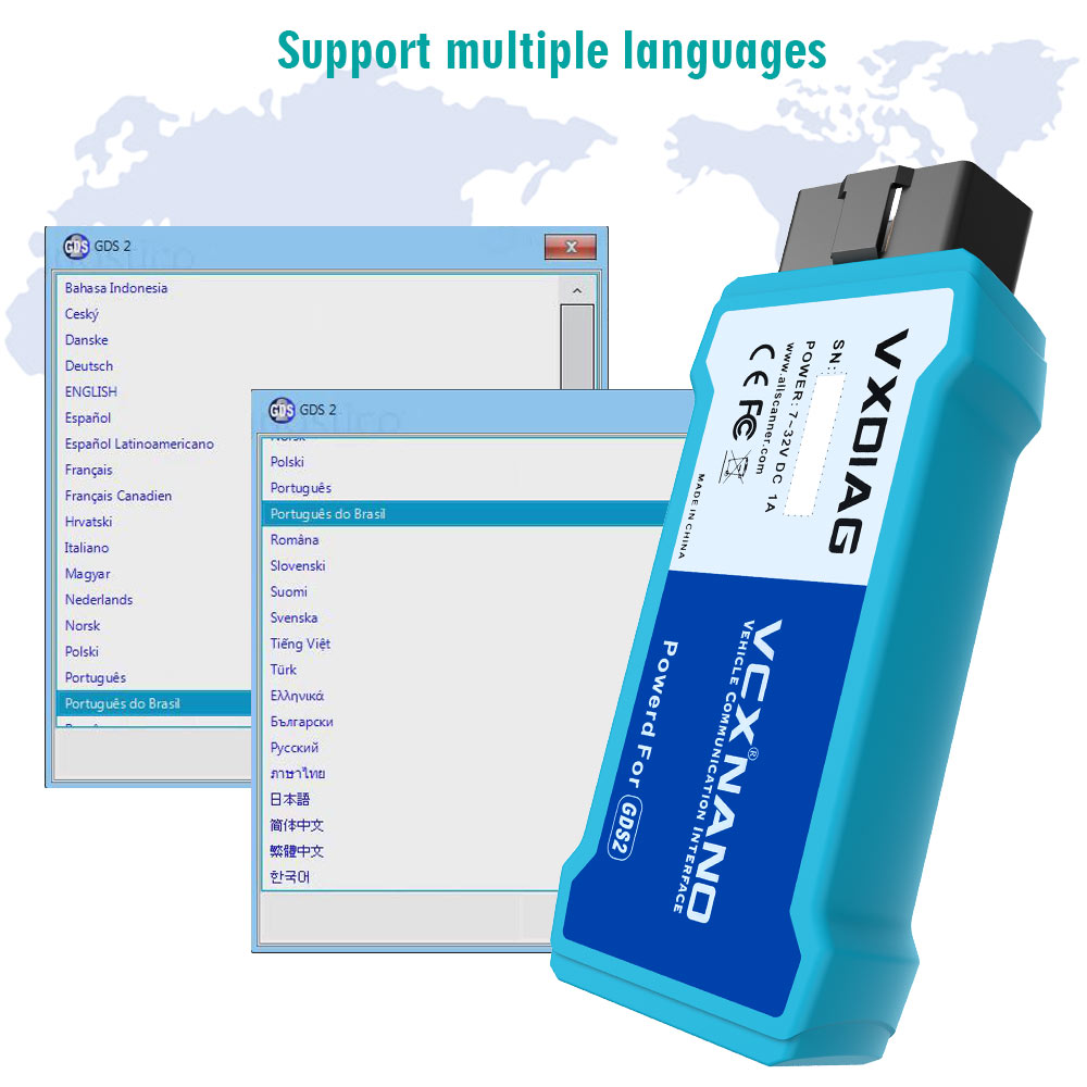 VXDIAG VCX NANO Software Supports Language