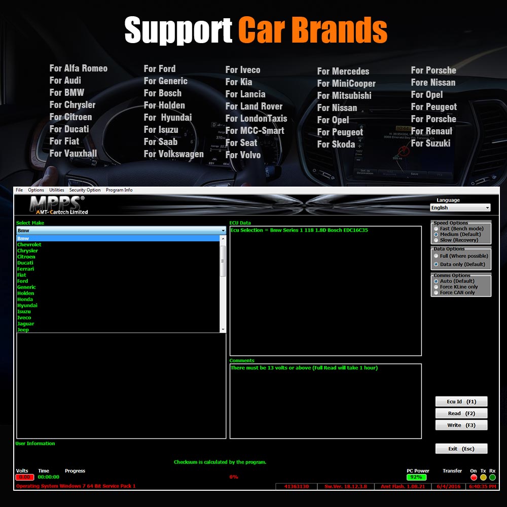 MPPS V18 Support car List 