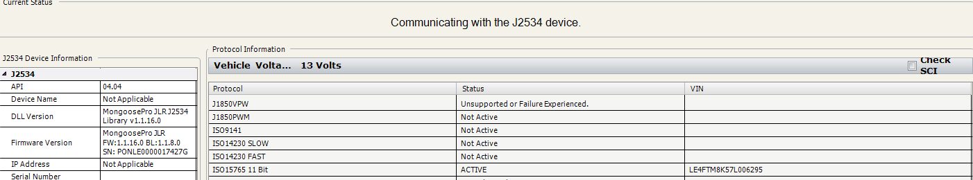 JLR Mangoose SDD Pro Communication with J2534: