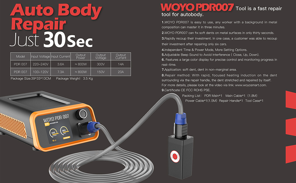  WOYO PDR007 Auto Body Repair PDR Tools