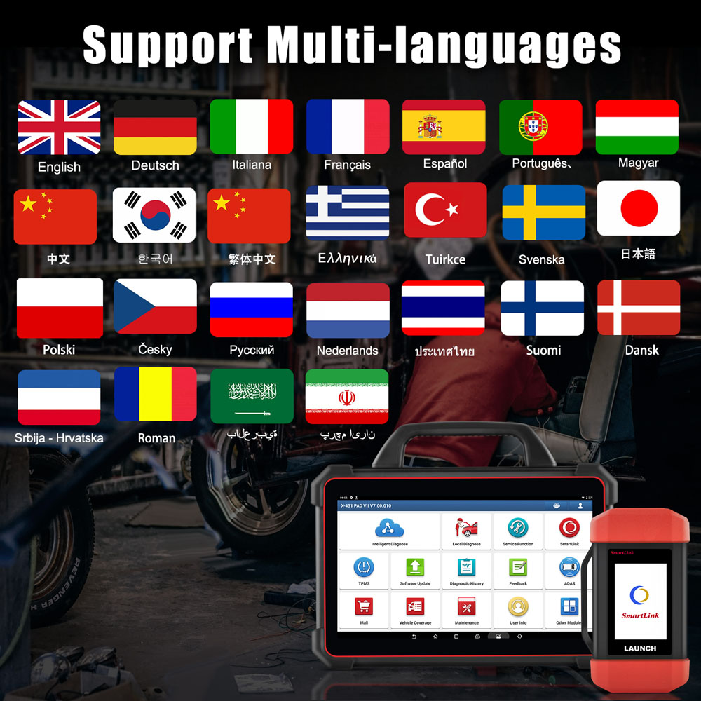 X-431 PAD VII  support language